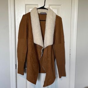Bagatelle Faux Suede Knit Cardigan